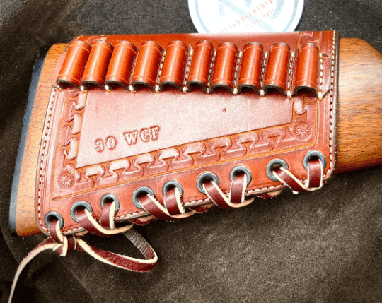 *Made to Order* Leather Tooled Butt-Cover w/Ammo Loops Lever-Action Rifles Winchester, Marlin, Henry, Rossi-Busted B Leather
