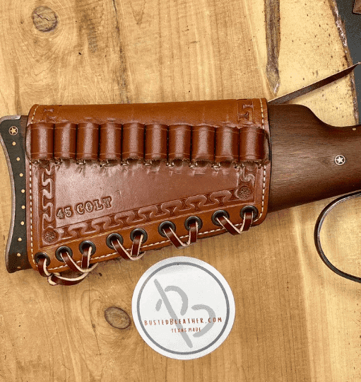 Ammunition Holder - *Made To Order* Leather Tooled Butt-Cover W/Ammo Loops Lever-Action Rifles Winchester, Marlin, Henry, Rossi