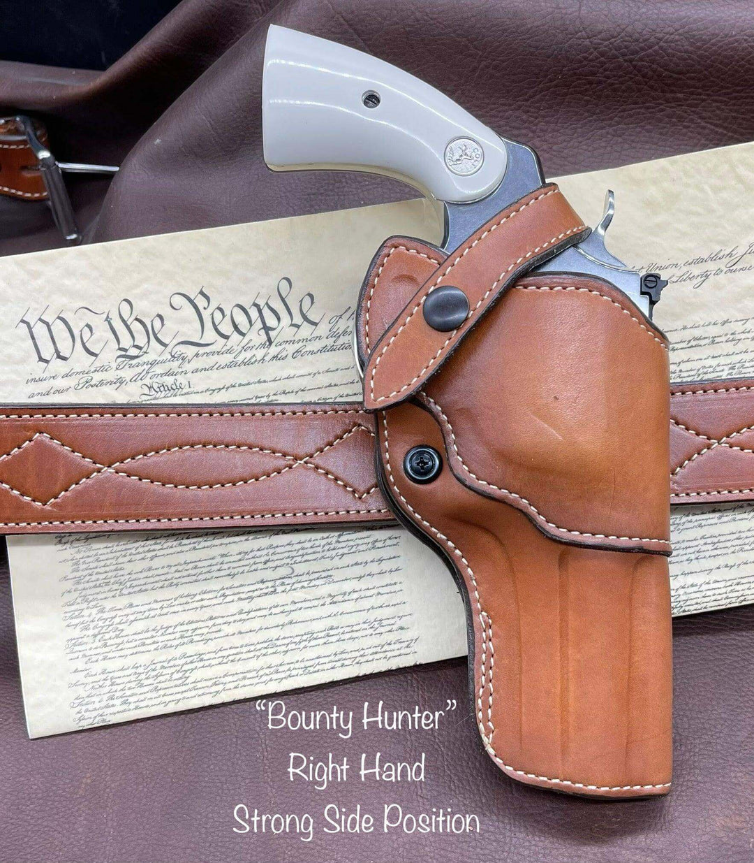 *Made to Order* LH/RH Bounty Hunter Dual Carry Position for Single or Double Action Revolvers-Busted B Leather