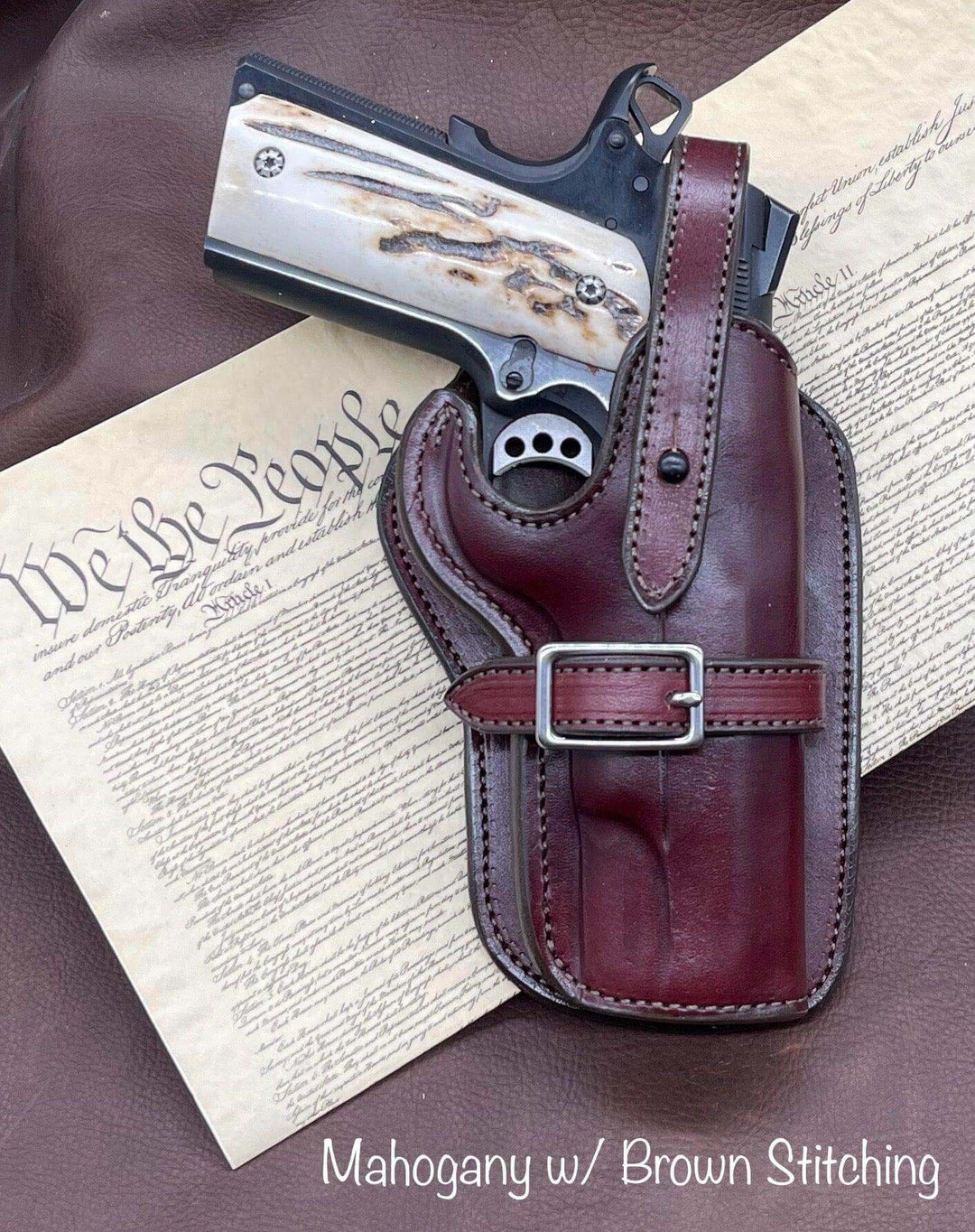 *Made to Order* LH/RH High Noon Cross Draw Western Holster 1911 5” Plain-Busted B Leather