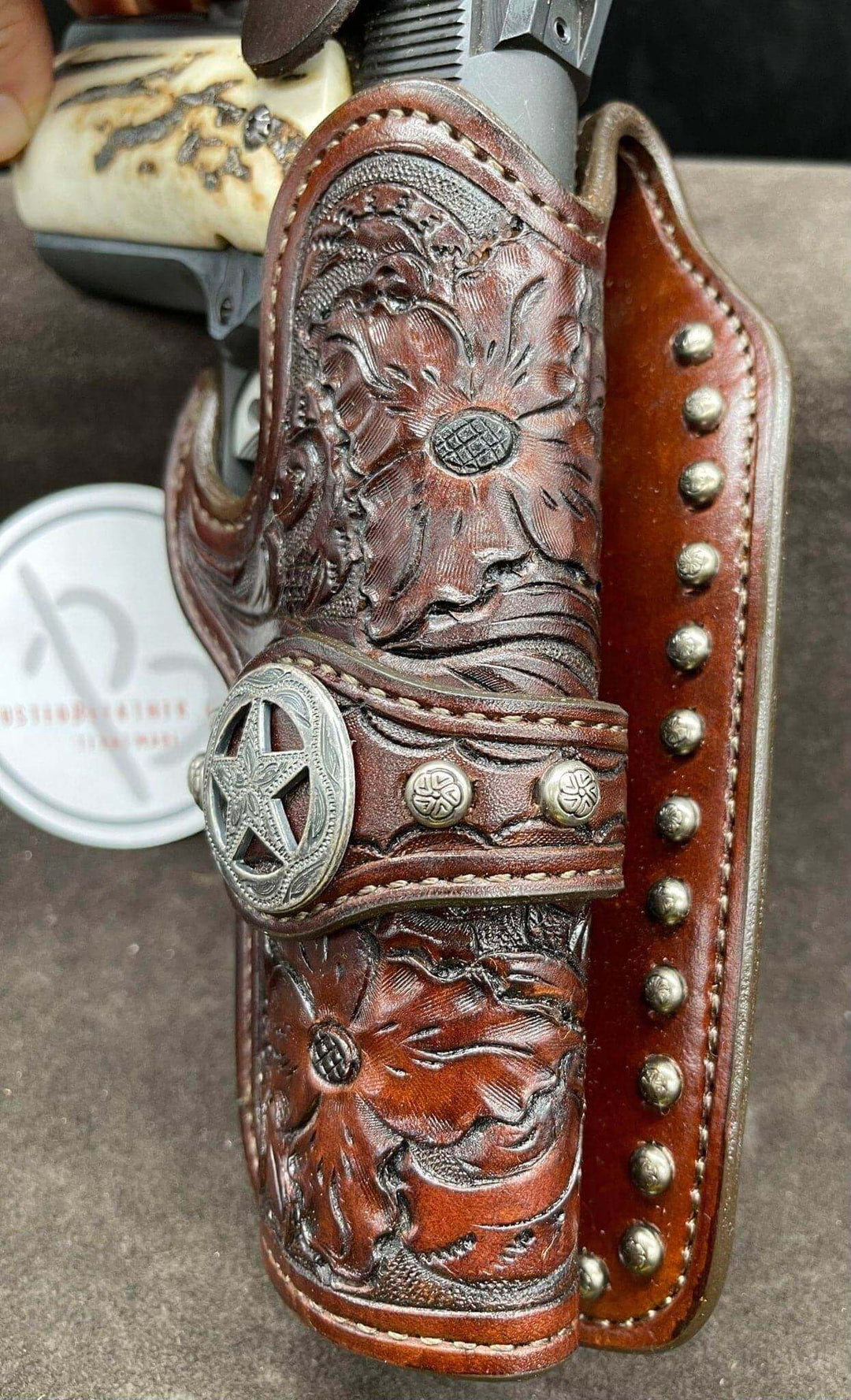 High Noon - *Made To Order* LH/RH High Noon For 1911 "Los Diablos Tejanos" W/ Hand Carved Floral Tooling
