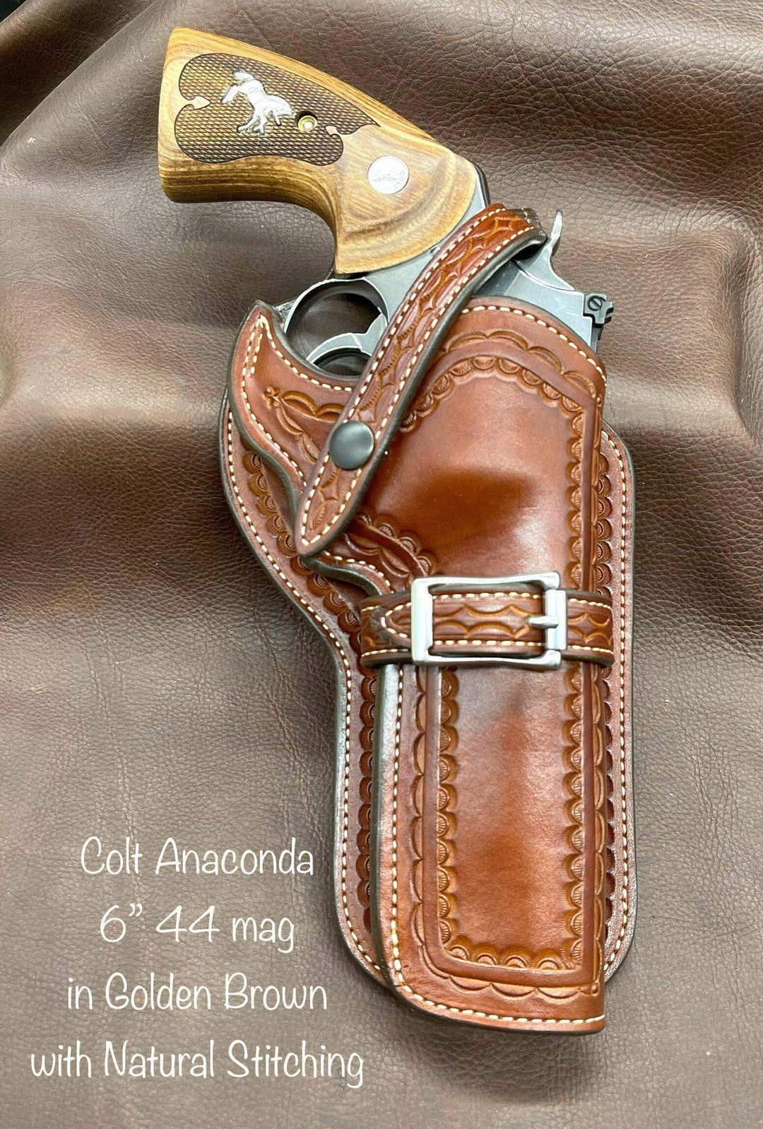 *Made to Order* LH/RH High Noon Western Holster for Large Double Action Revolvers w/Old West Tooled Border-Busted B Leather