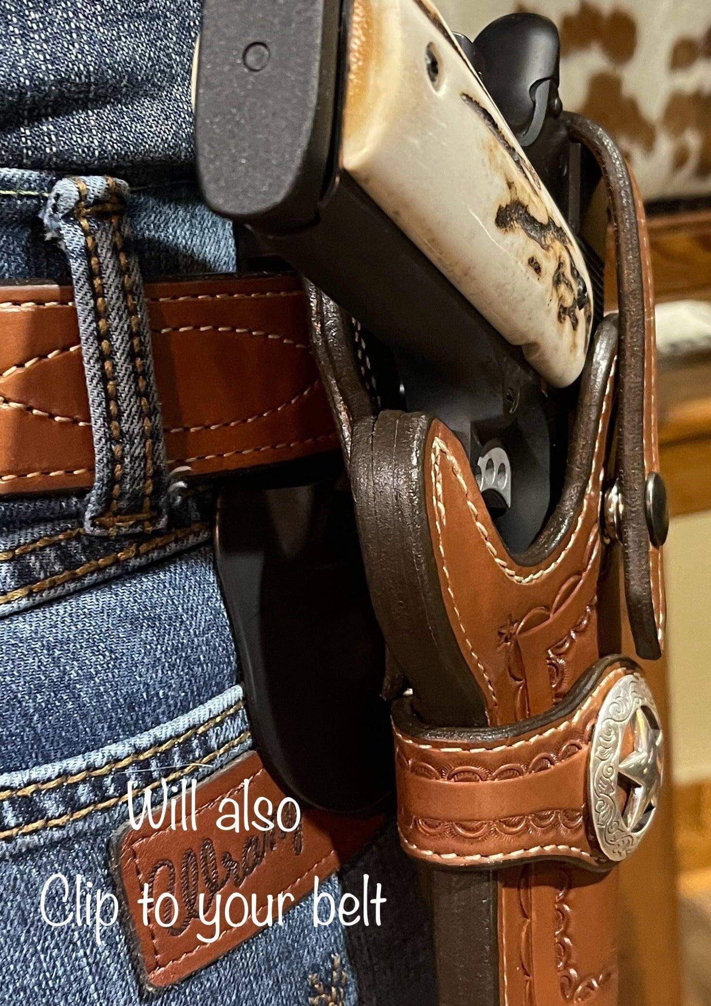 *Made to Order* LH/RH Paddle Rancher Cowboy Holster for 1911 5"-Busted B Leather