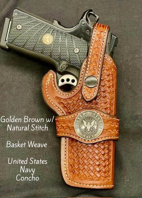 *Made to Order* LH/RH Rancher Cowboy Holster & Concho w/Belt Loop for 1911s
