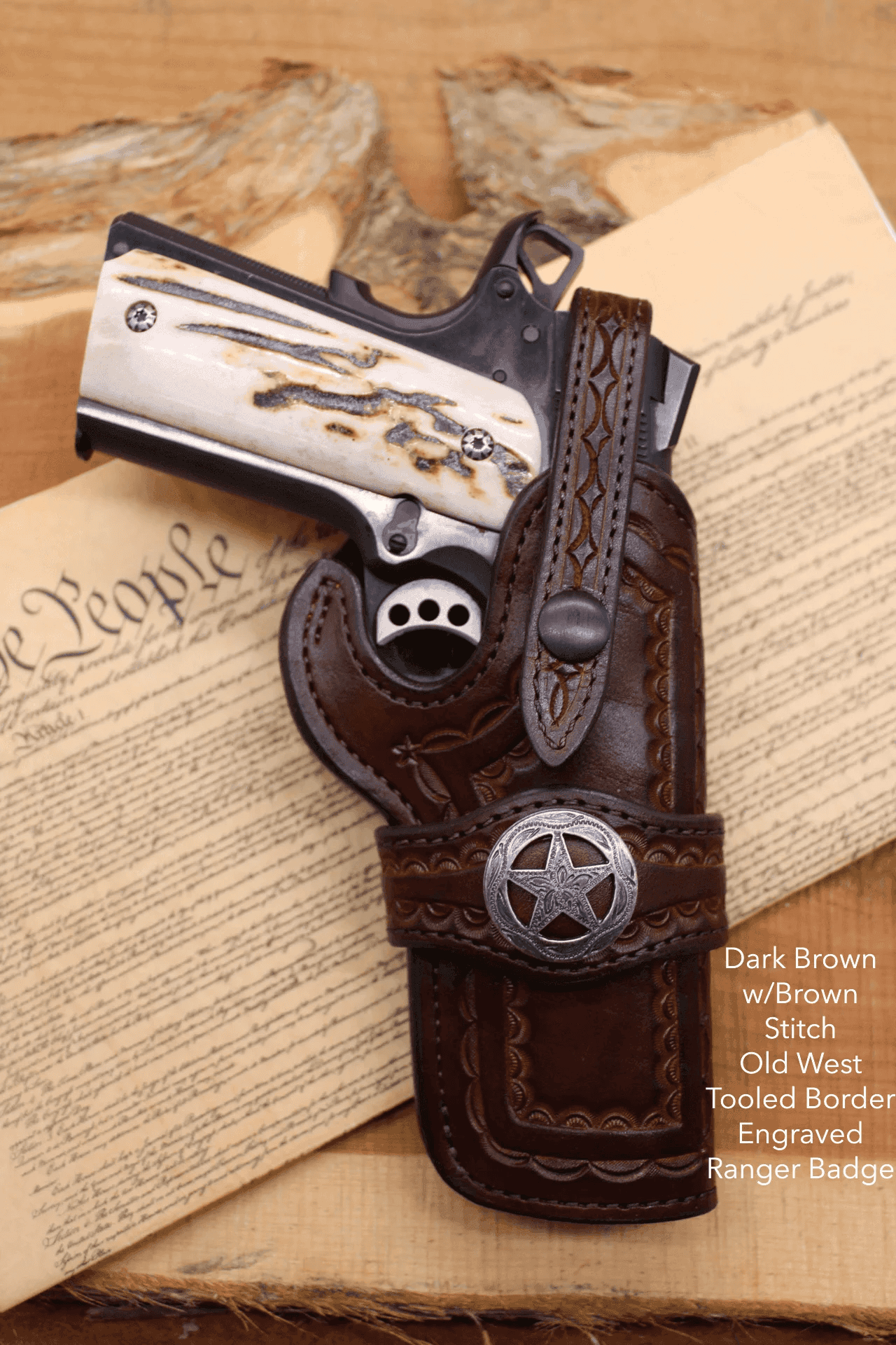 *Made to Order* LH/RH Rancher Cowboy Holster & Concho w/Belt Loop for 1911s