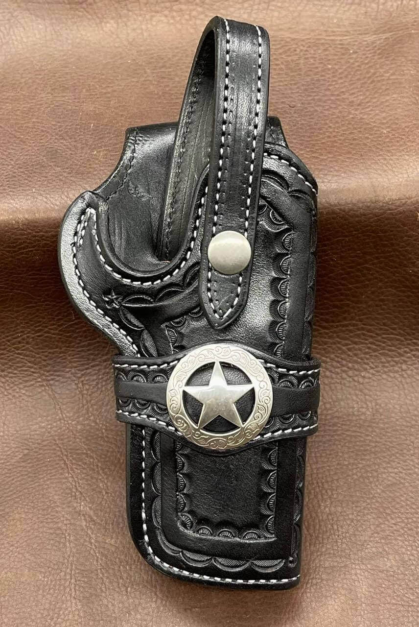 *Made to Order* LH/RH Rancher Cowboy Holster for 1911 Old West Tooled Border and Concho-Busted B Leather