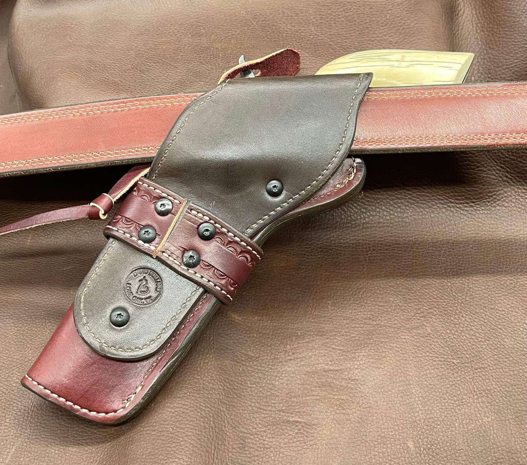 *Made to Order* LH/RH Rancher Cowboy Holster for Single Action Revolvers Old West Tooled Border/Texas Star Concho-Busted B Leather