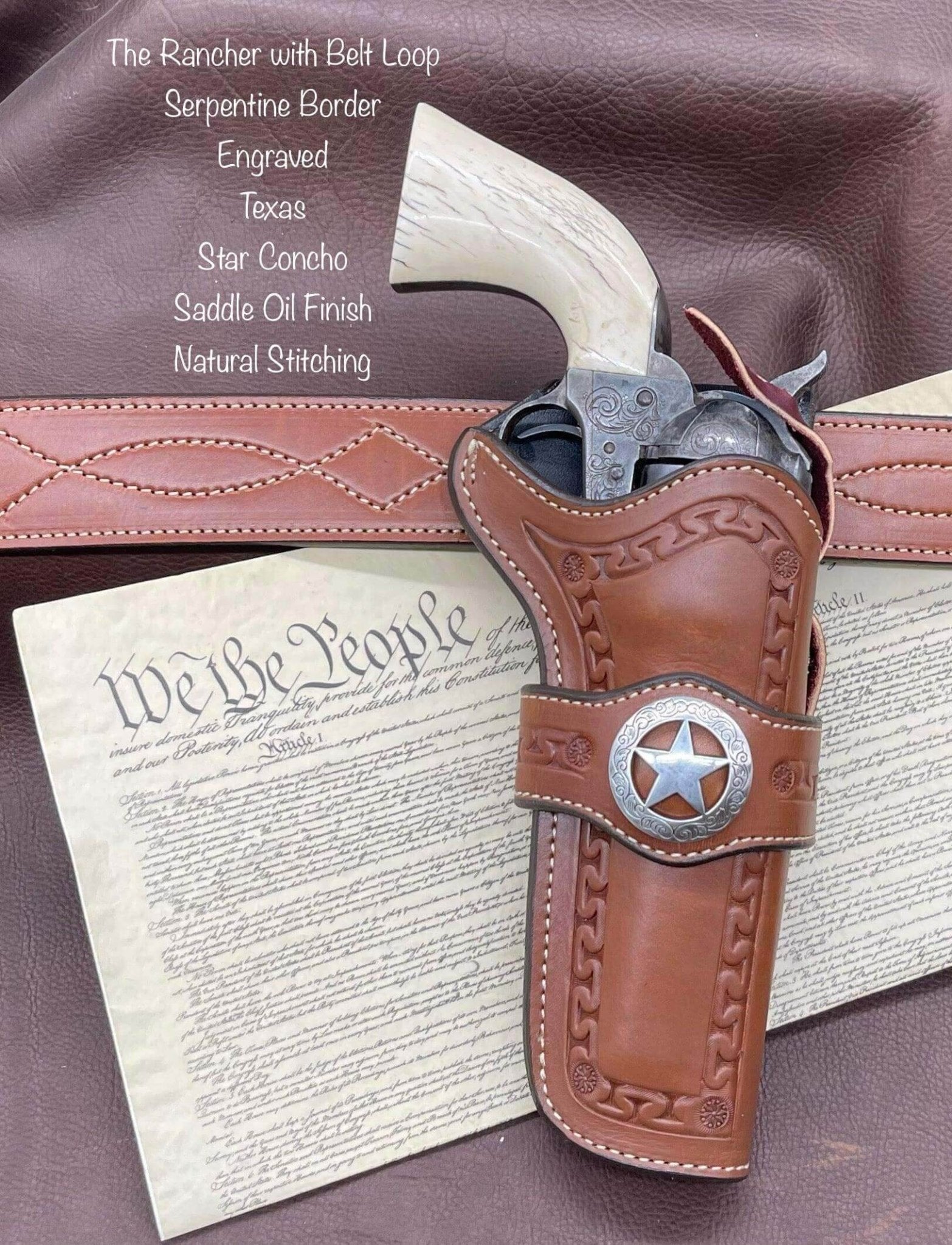 *Made to Order* LH/RH Rancher Cowboy Holster Single or Double Action Revolvers w/Concho