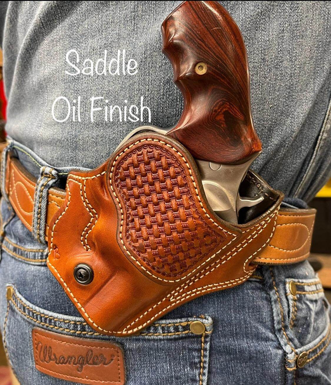 *Made to Order* LH/RH Texas Bodyguard Holster w/Basket-Weave Tooled Trim Made for Your Gun