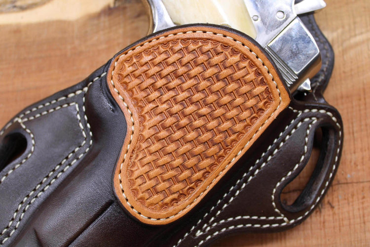 *Made to Order* LH/RH Texas Bodyguard Holster w/Basket-Weave Tooled Trim Made for Your Gun