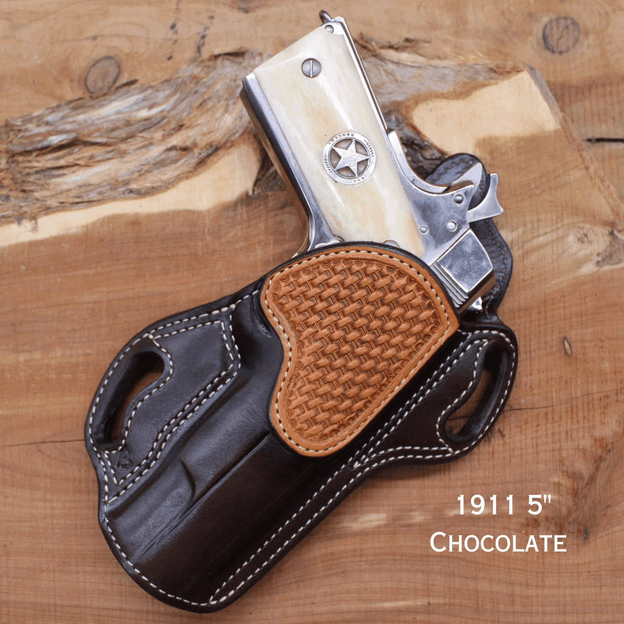 *Made to Order* LH/RH Texas Bodyguard Holster w/Basket-Weave Tooled Trim Made for Your Gun