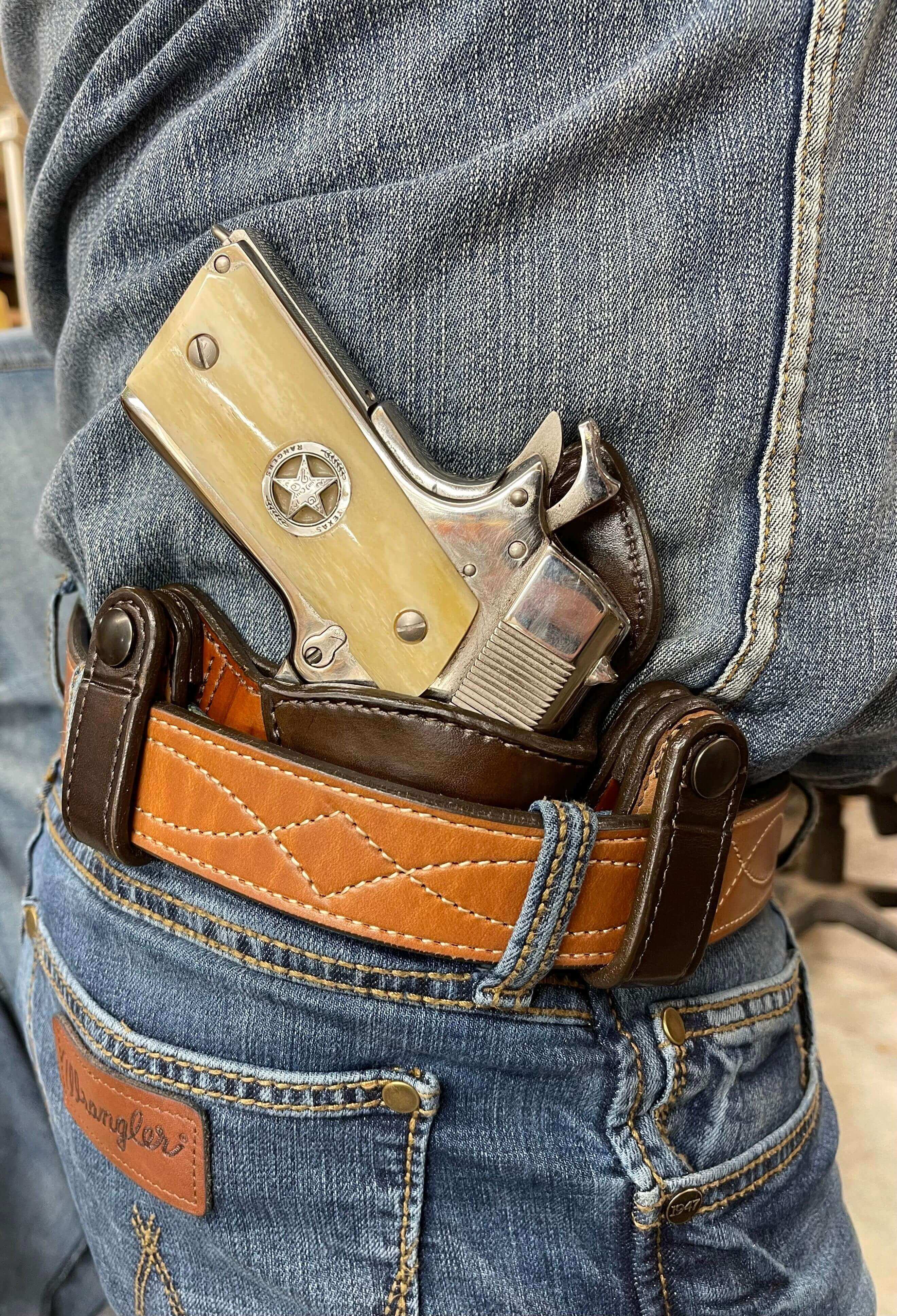 *Made to Order* LH/RH VIP IWB for 1911 Dual Belt Loop-Busted B Leather