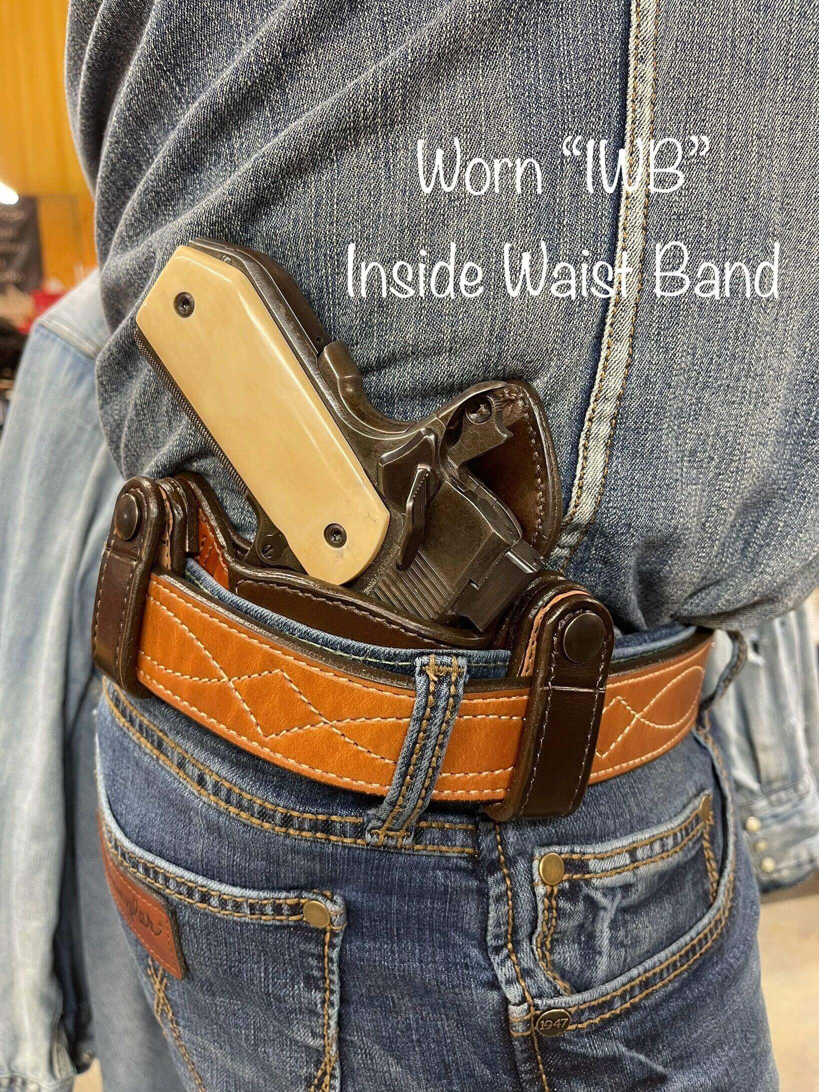 *Made to Order* LH/RH VIP IWB for 1911 Dual Belt Loop-Busted B Leather