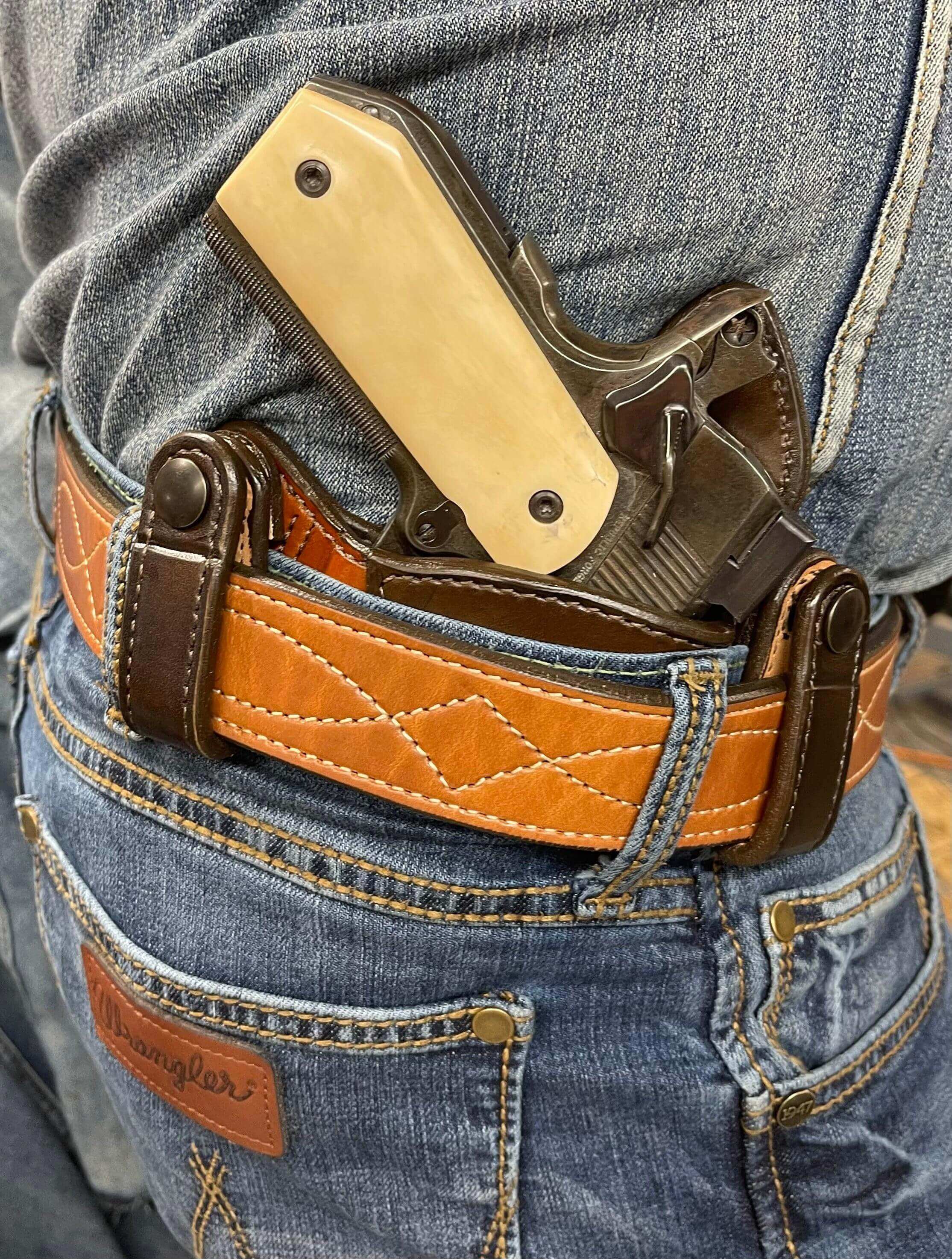 *Made to Order* LH/RH VIP IWB for 1911 Dual Belt Loop-Busted B Leather