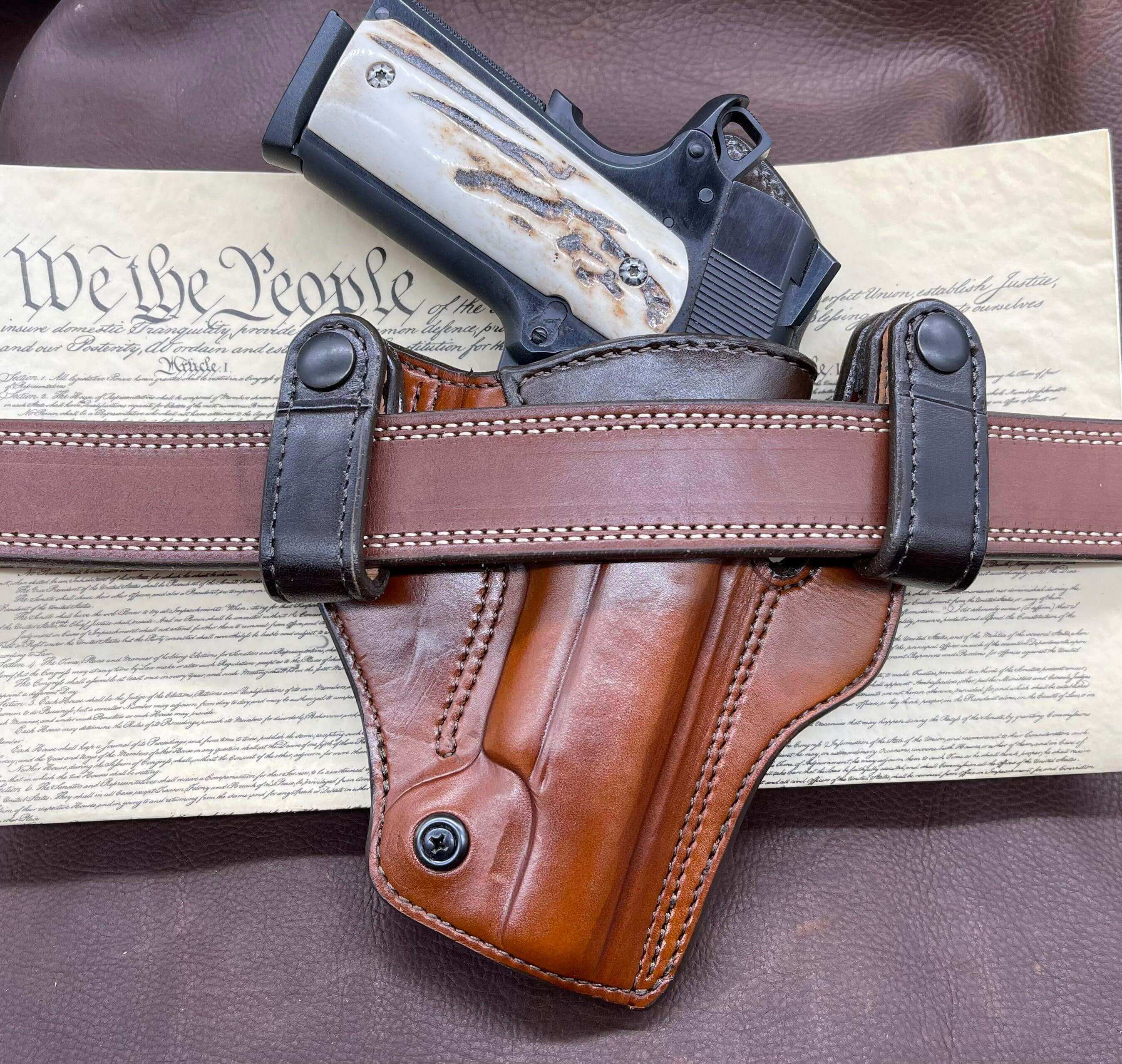 *Made to Order* LH/RH VIP IWB for 1911 Dual Belt Loop-Busted B Leather