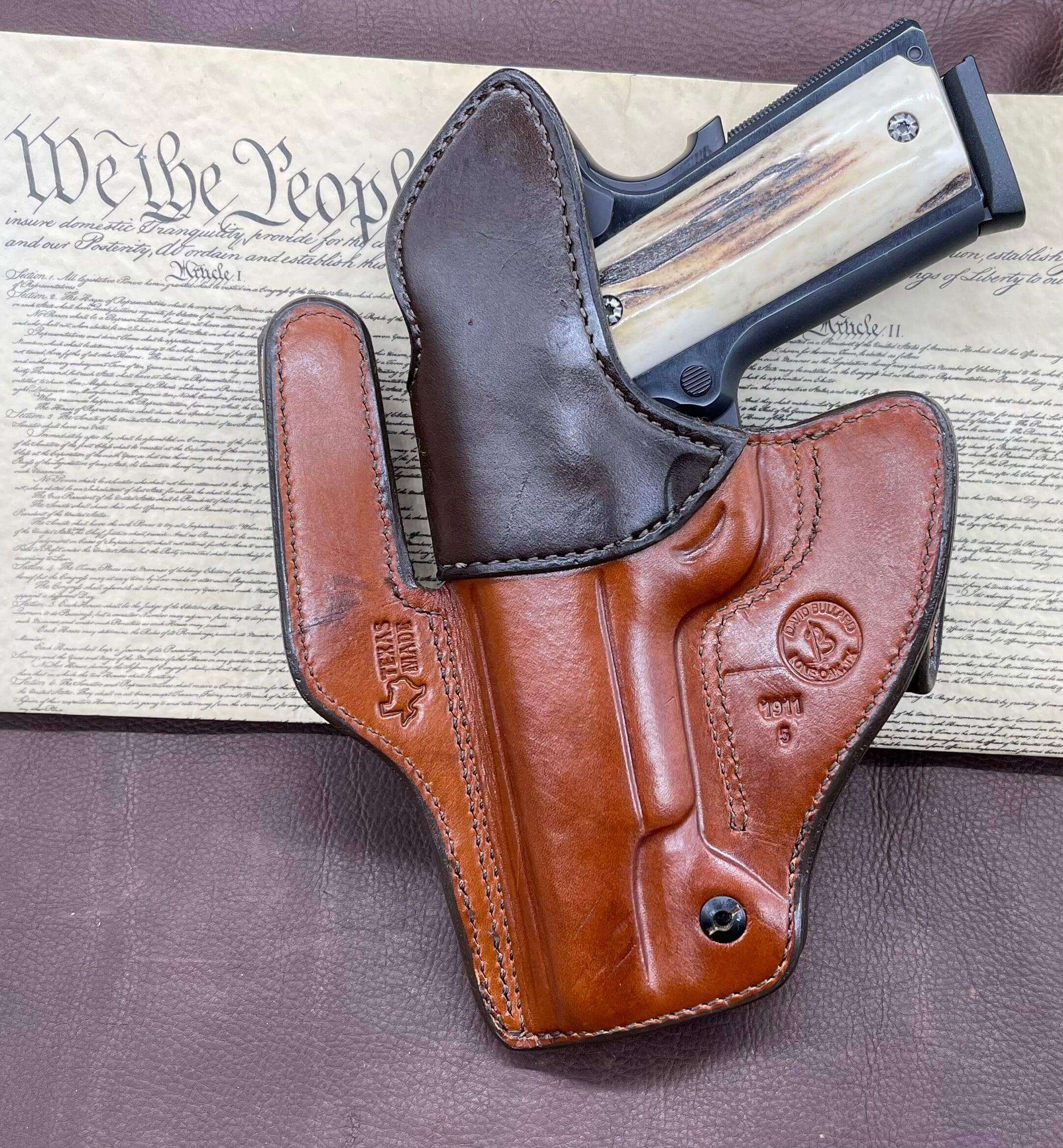 *Made to Order* LH/RH VIP IWB for 1911 Dual Belt Loop-Busted B Leather