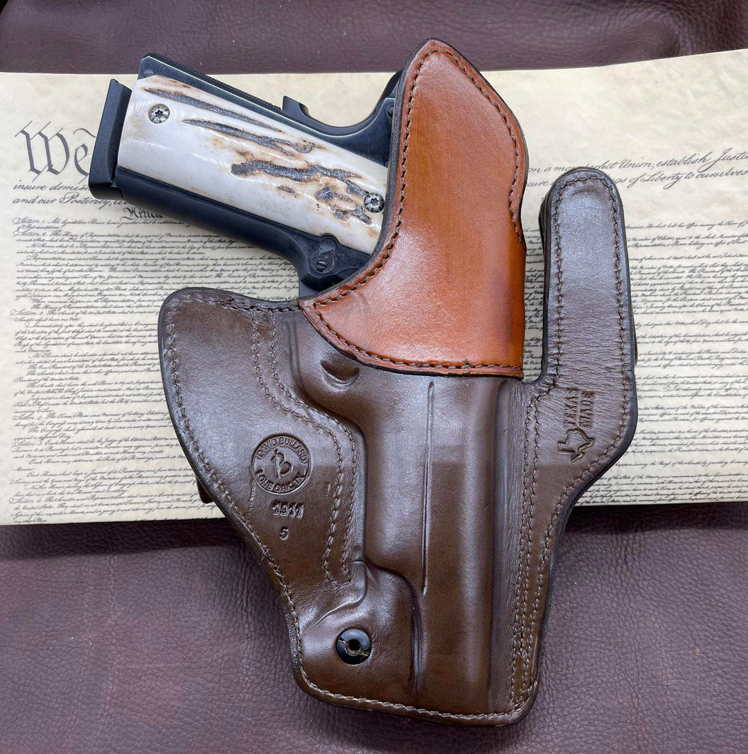 *Made to Order* LH/RH VIP IWB for 1911 Dual Belt Loop-Busted B Leather