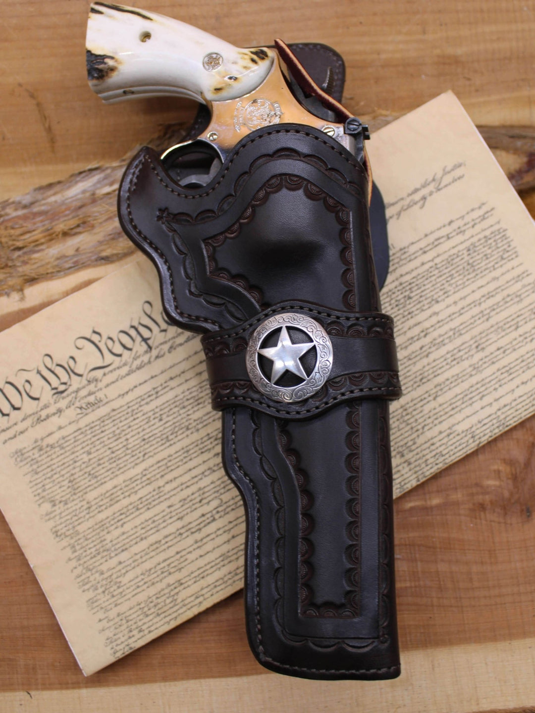 *Made to Order* LH/RH Paddle Rancher Cowboy Holster for Double Action Revolvers w/Concho