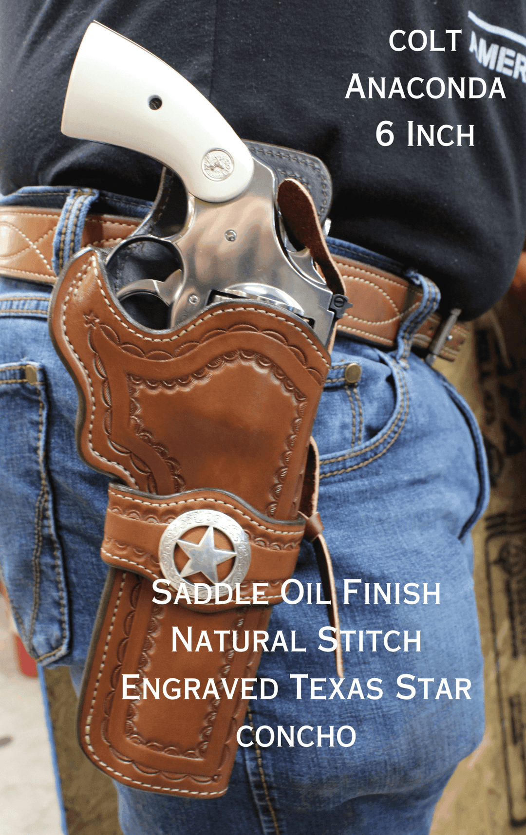 *Made to Order* LH/RH Paddle Rancher Cowboy Holster for Double Action Revolvers w/Concho