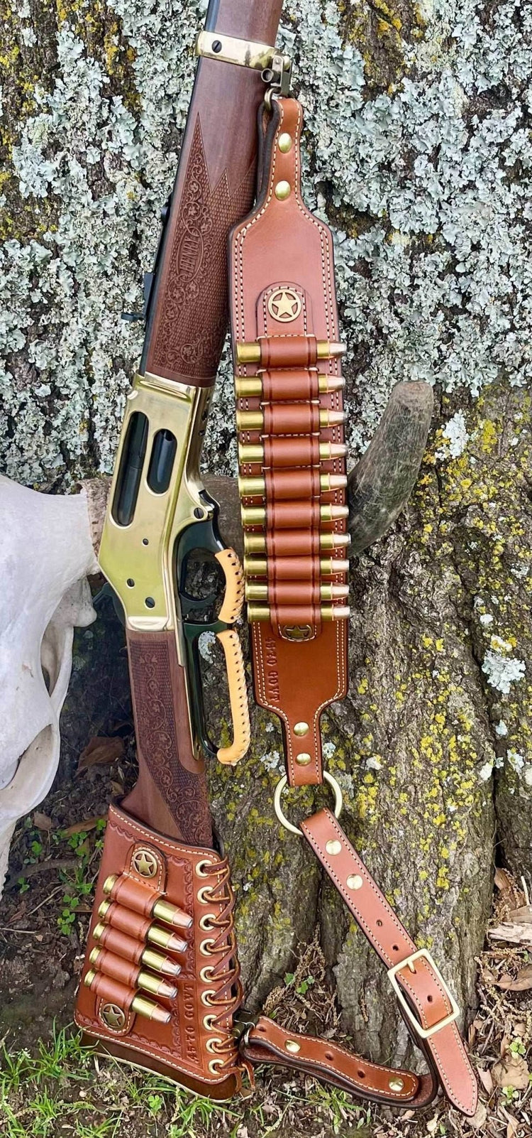 *Made to Order* Rifle Sling w/Ammo Loops for Henry Side Gate, Henry Big Boy Brass Rifles
