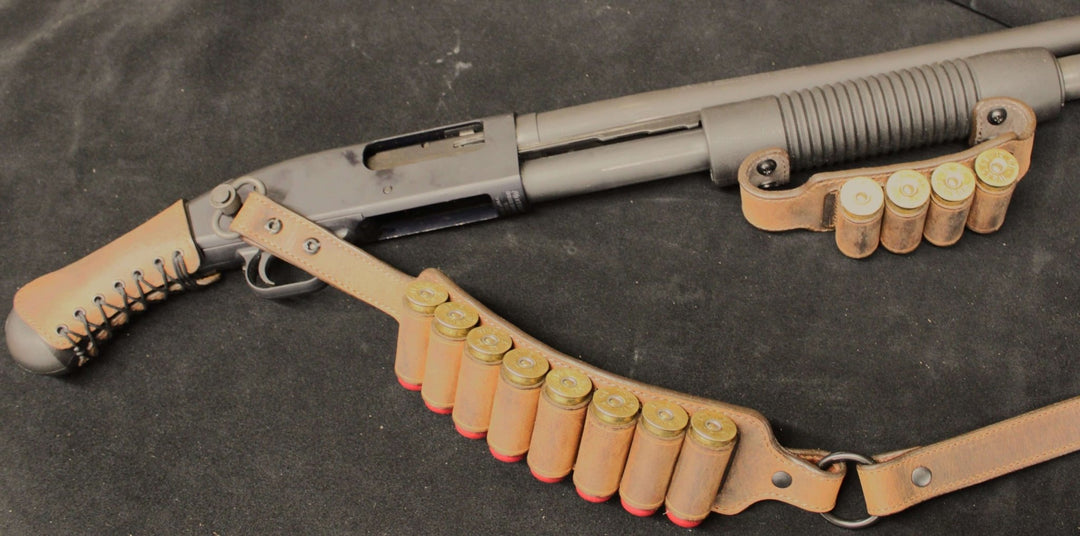 *Made to Order* Shockwave Raptor Leather Grip Wrap for Mossberg 500/590, Remington TAC 14 & 870 Shotguns Genuine Water Buffalo "Mad Max"