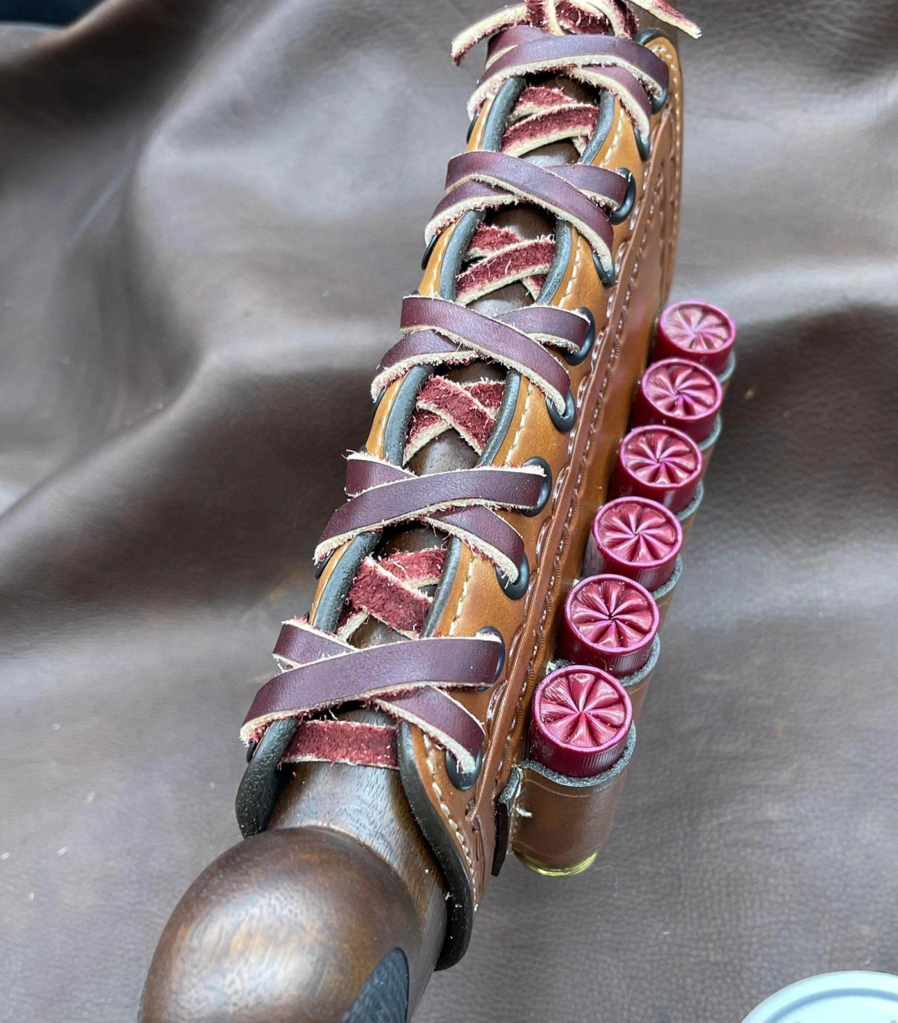 *Made to Order* Tooled Leather Butt-Cover w/12 Gauge Loops for Coach Gun Double Barrel