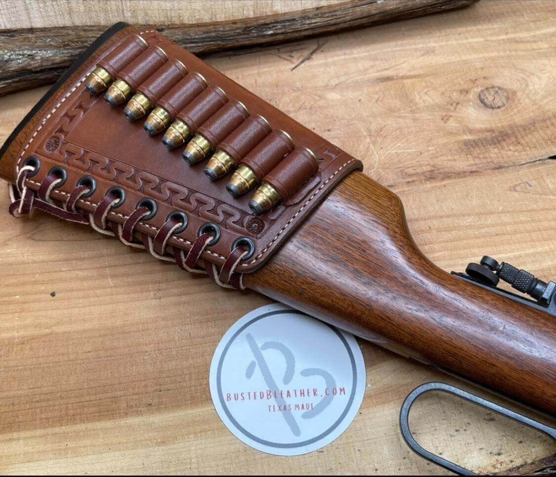 *Made to Order* Tooled Leather Butt-Cover w/Ammo Loops Lever-Action Rifles Winchester, Marlin, Henry, Rossi