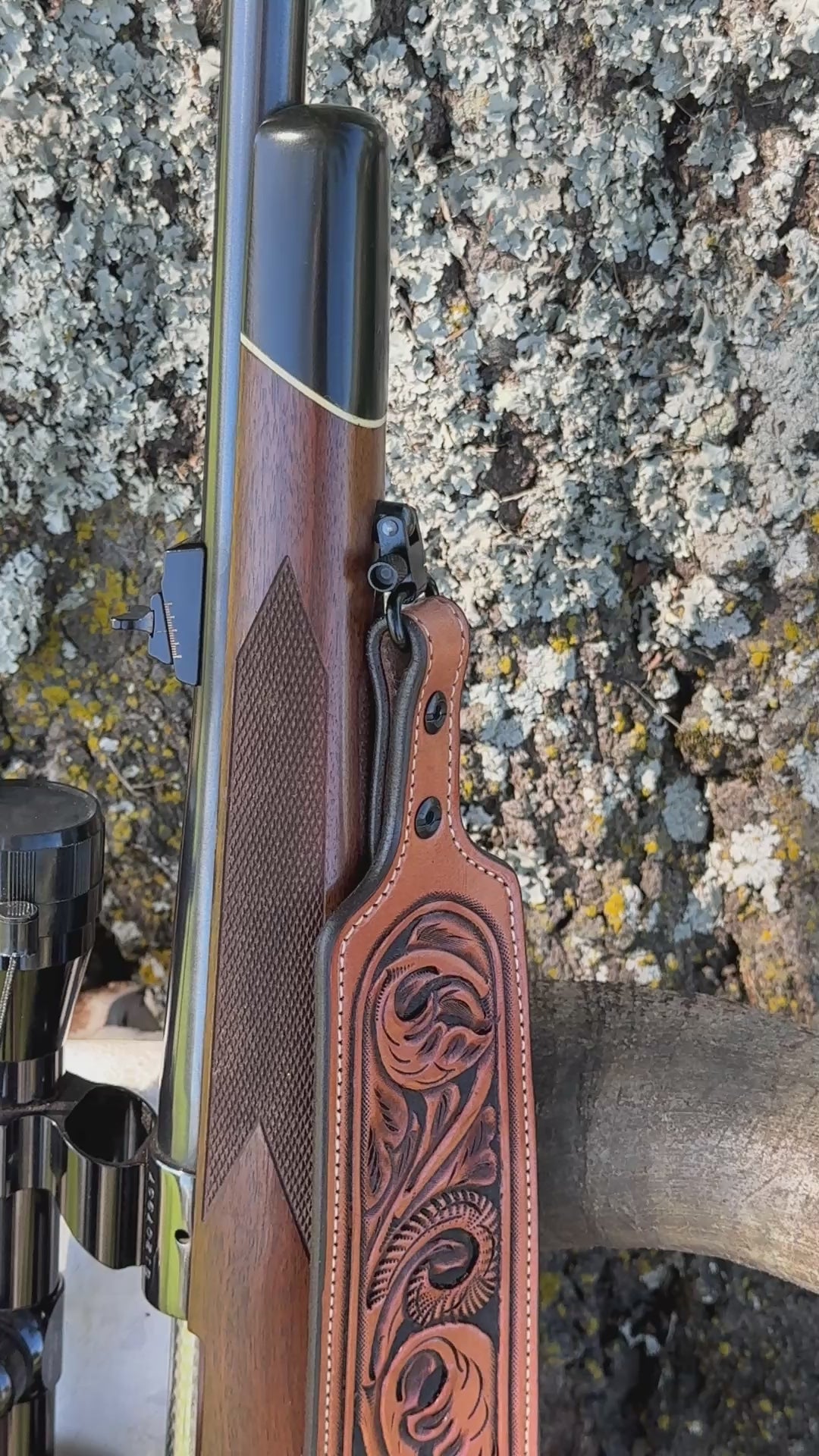 *In Stock* Hand Carved Floral Leather Rifle Sling