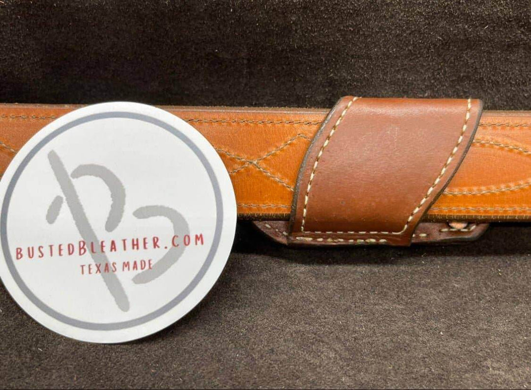 Sideways Knife Sheath Yellow Bone Trapper Busted B Leather