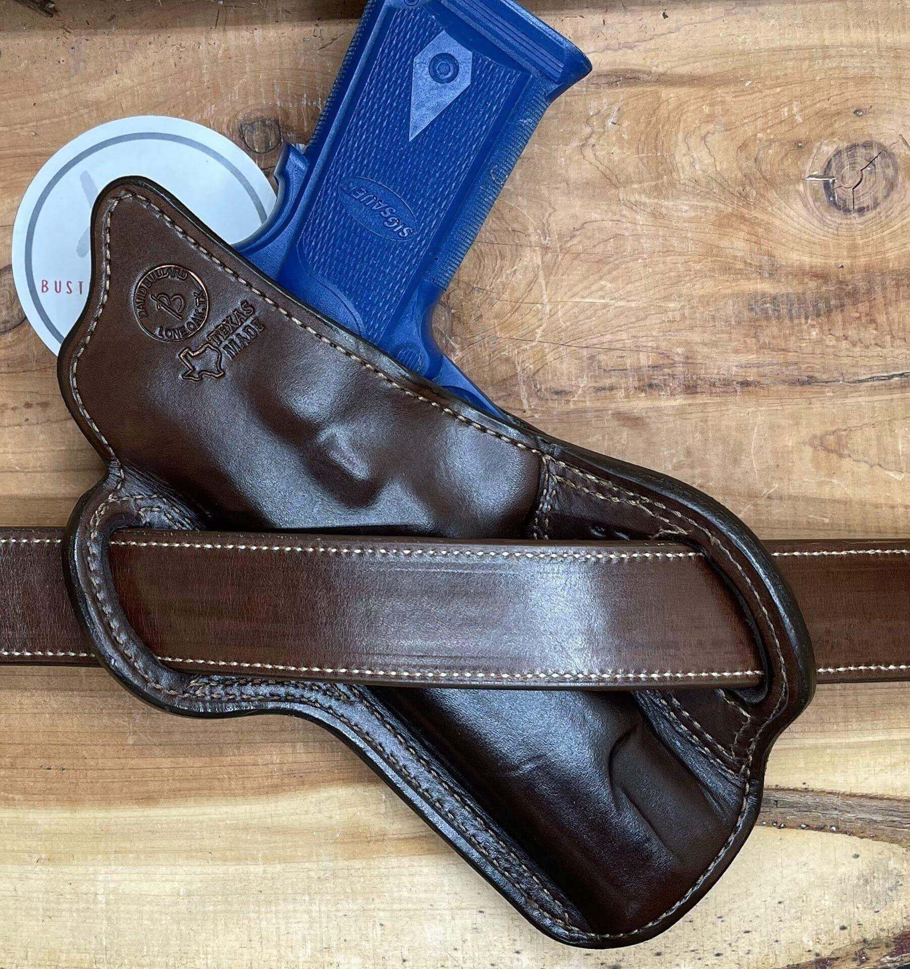 *In Stock* RH Texas Bodyguard 1911 Sig-Sauer Equinox Genuine Rattlesnake Trim Chocolate-Busted B Leather