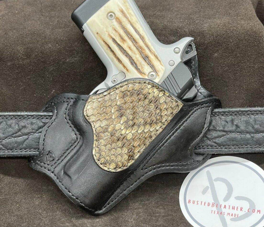 *In Stock* RH Texas Bodyguard Kimber Micro 9 Black w/Rattlesnake Trim-Busted B Leather