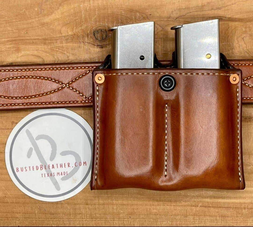 *Made to Order* Custom Premium Leather Double Mag Pouch Saddle Oil Finish Natural (off white)