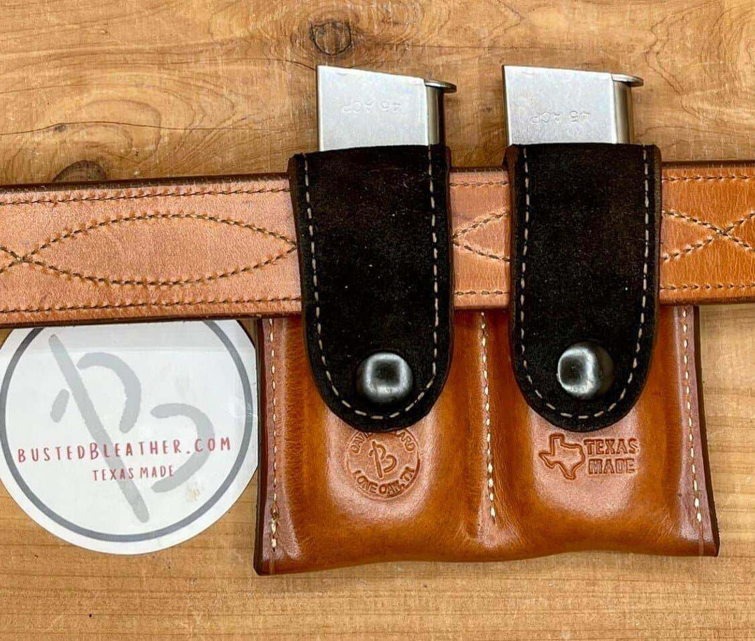 *Made to Order* Custom Premium Leather Double Mag Pouch-Busted B Leather