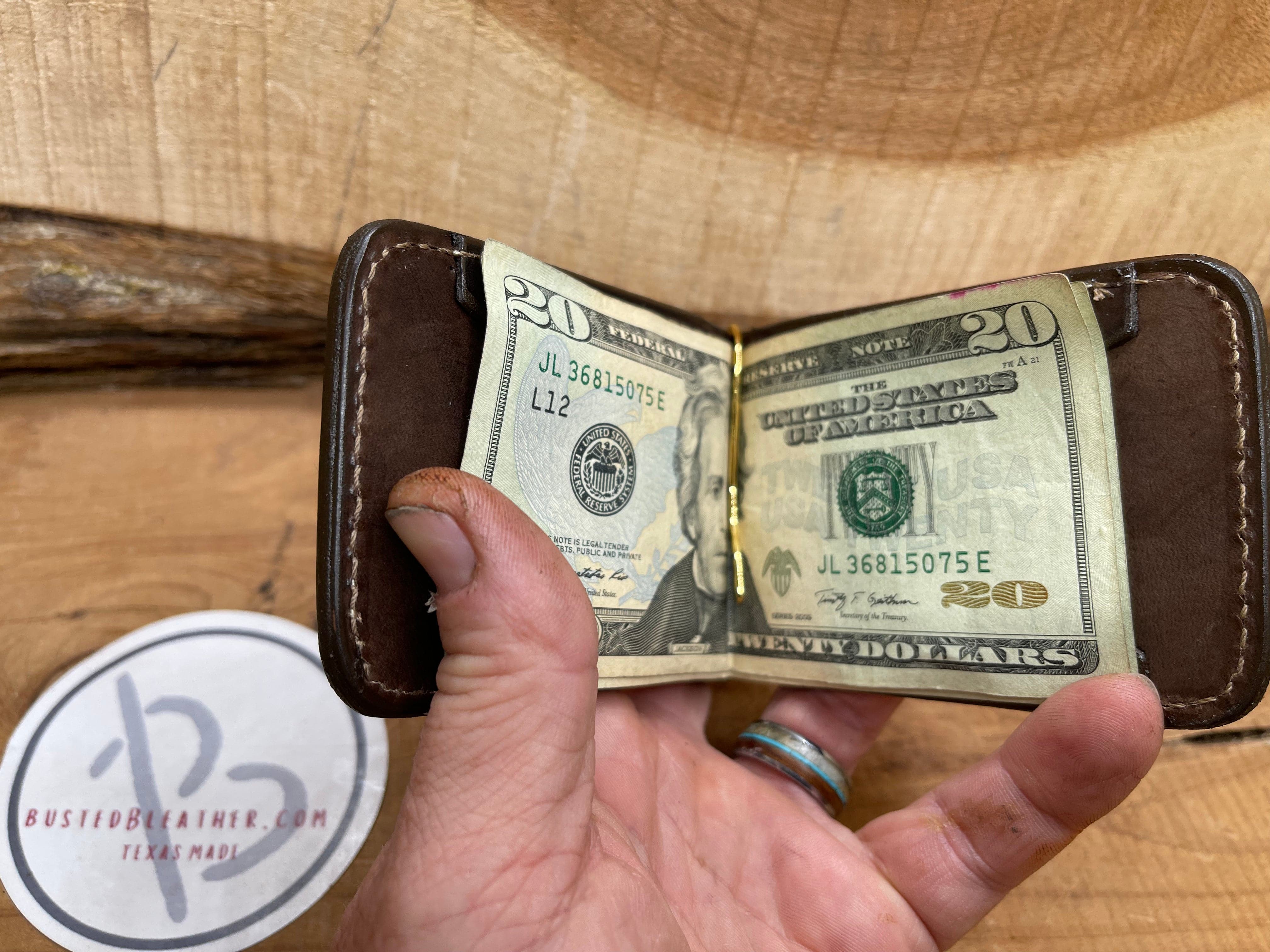 *Made to Order* Front Pocket Money Clip Wallet Genuine Rattlesnake or Python-Busted B Leather