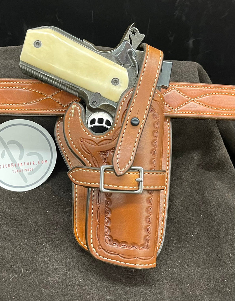 *Made to Order* LH/RH High Noon 1911 Western Holster Made for Your Gun-Busted B Leather
