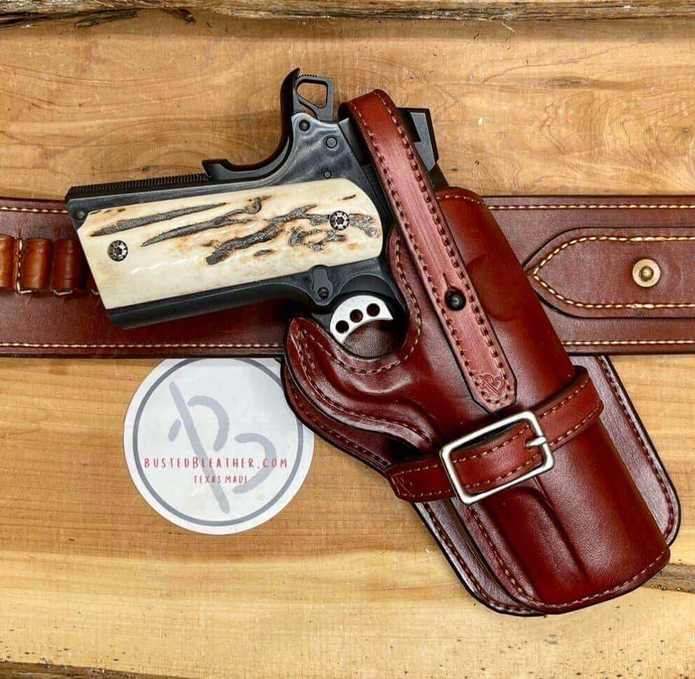 *Made to Order* LH/RH High Noon Cross Draw Western Holster 1911 5” Plain-Busted B Leather