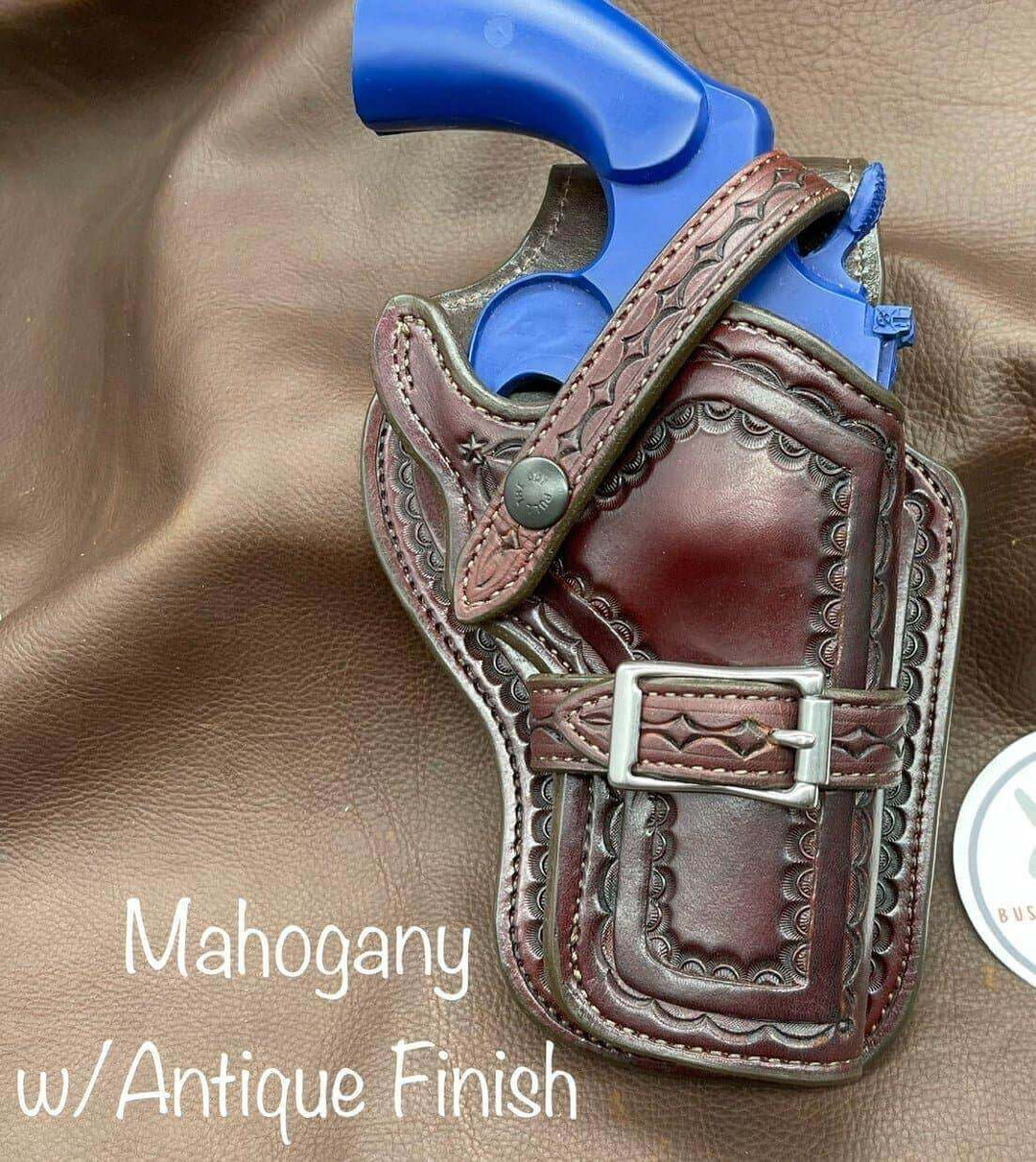 *Made to Order* LH/RH High Noon Western Holster for Large Double Action Revolvers w/Old West Tooled Border-Busted B Leather