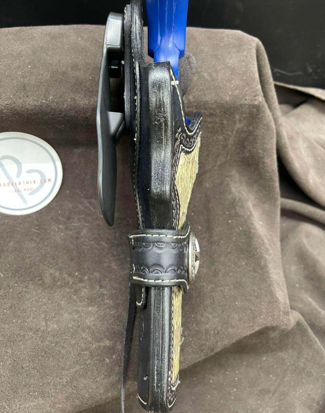 *Made to Order* LH/RH Paddle Rancher Cowboy Holster for Double Action Revolvers w/ Rattlesnake or Python Inlay & Texas Star Concho-Busted B Leather