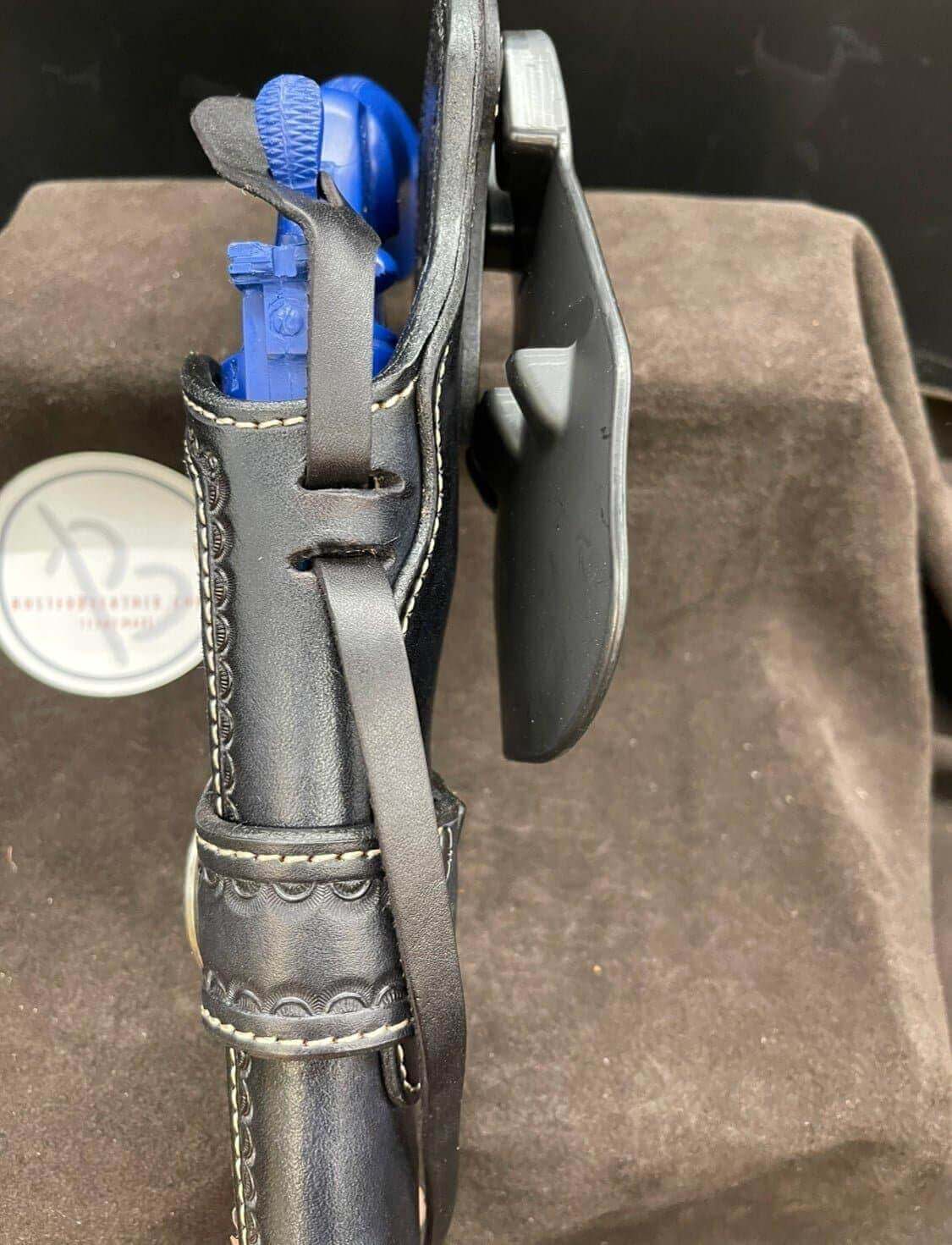 *Made to Order* LH/RH Paddle Rancher Cowboy Holster for Double Action Revolvers w/ Rattlesnake or Python Inlay & Texas Star Concho-Busted B Leather