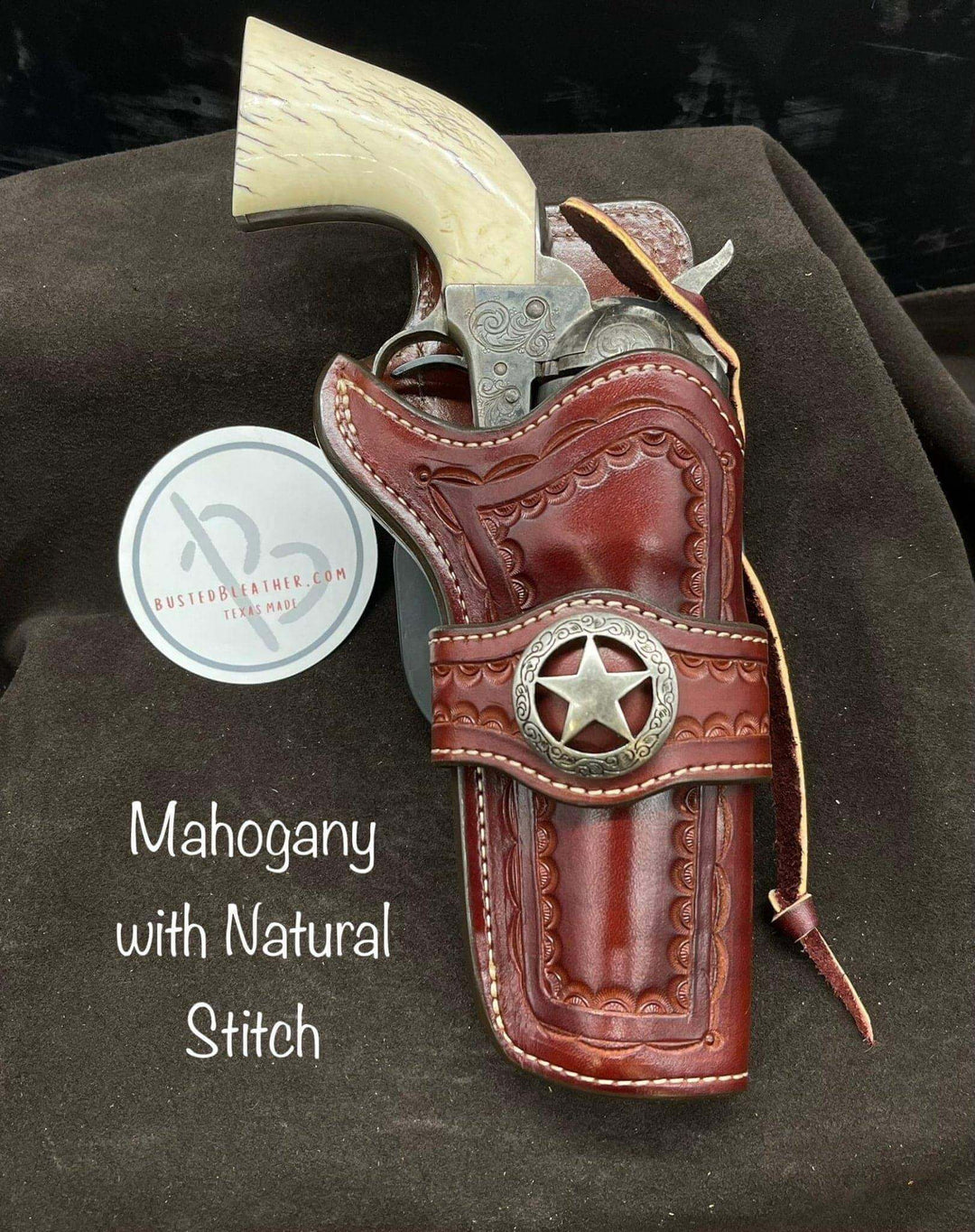 *Made to Order* LH/RH Paddle Rancher Cowboy Holster for Single Action Revolvers Old West Tooled Border/Texas Star Concho-Busted B Leather