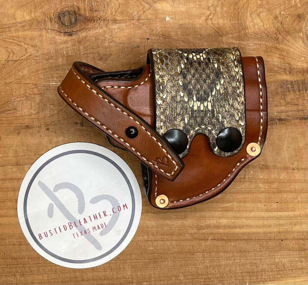 *Made to Order* LH/RH Sidewinder Holster for Bond Arms w/Genuine Rattlesnake Strap-Busted B Leather