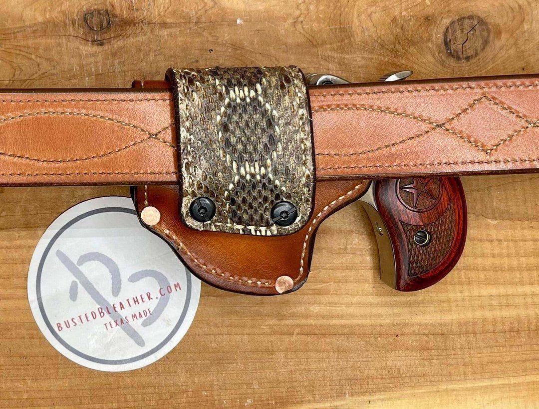 *Made to Order* LH/RH Sidewinder Holster for Bond Arms w/Genuine Rattlesnake Strap-Busted B Leather