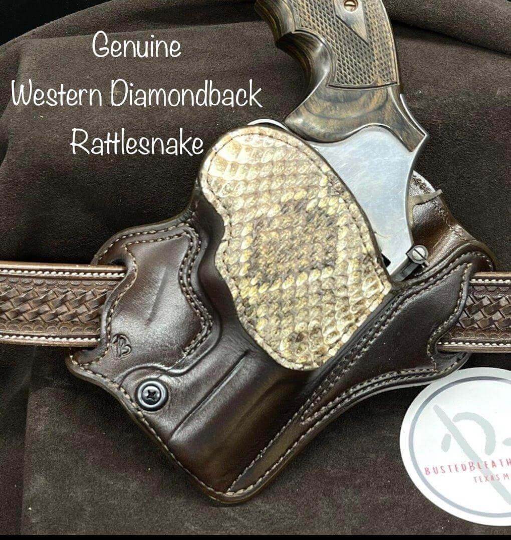 *Made to Order* LH/RH Texas Bodyguard Holster for Colt Python w/Genuine Snake Reinforcement Trim