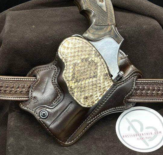 *Made to Order* LH/RH Texas Bodyguard Holster for Colt Python w/Genuine Snake Reinforcement Trim
