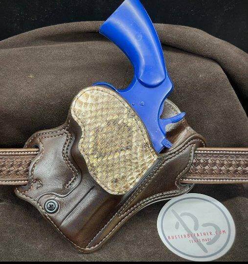 *Made to Order* LH/RH Texas Bodyguard Holster for Colt Python w/Genuine Snake Reinforcement Trim-Busted B Leather