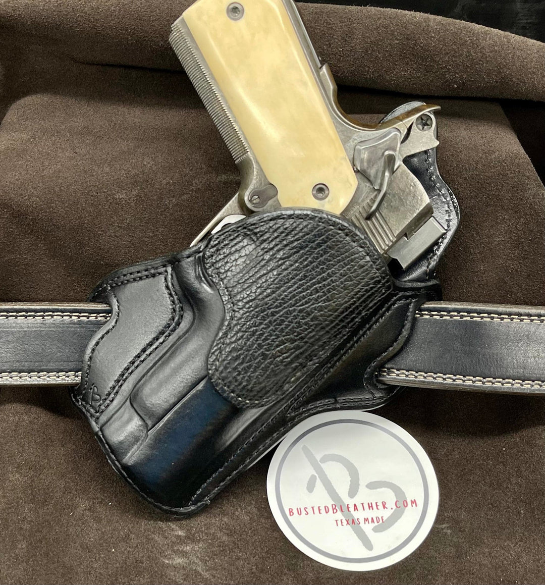 *Made to Order* LH/RH Texas Bodyguard Holster Genuine Shark Trim Reinforcement-Busted B Leather