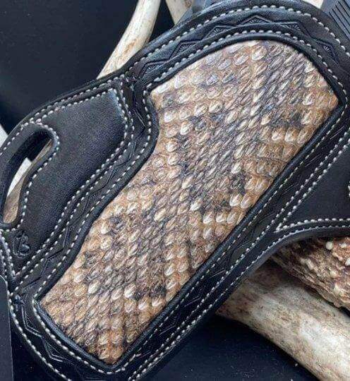 *Made to Order* LH/RH Texas Bodyguard Holster w/Genuine Snake Inlay-Busted B Leather