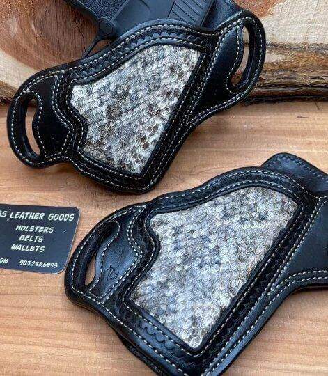 *Made to Order* LH/RH Texas Bodyguard Holster w/Genuine Snake Inlay-Busted B Leather
