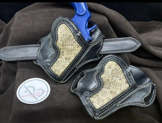 *Made to Order* LH/RH Texas Bodyguard Holster w/Genuine Snake Inlay-Busted B Leather
