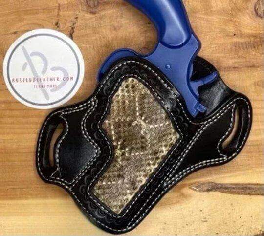 *Made to Order* LH/RH Texas Bodyguard Holster w/Genuine Snake Inlay-Busted B Leather